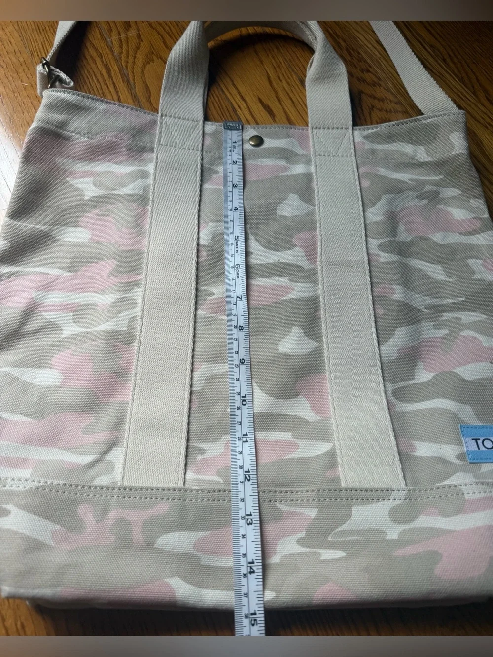 TOMS Pink Camo Canvas Crossbody Tote Bag Convertible Snap Top